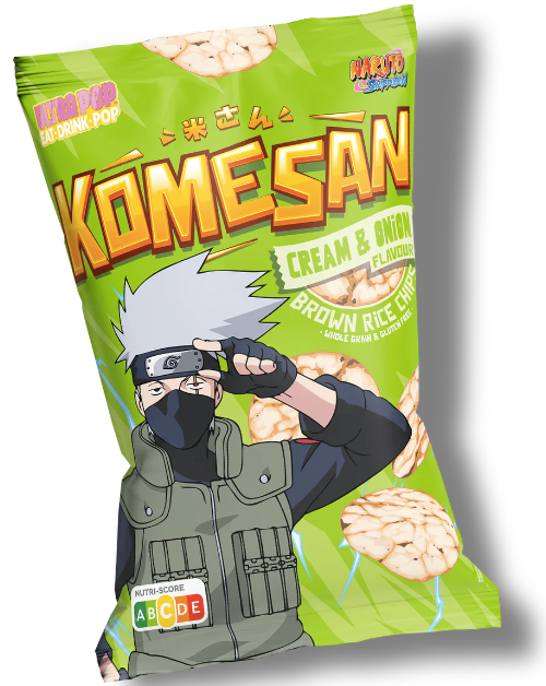 NARUTO SHIPPUDEN - Komesan Chips De Riz - Kakashi -60g -Crème Oignon