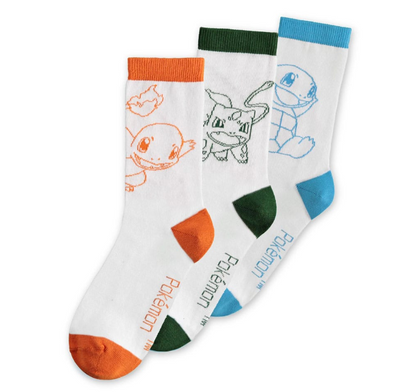 POKEMON - Pack 3 paires de chaussettes Salamèche, Bulbizarre, Carapuce 39-42