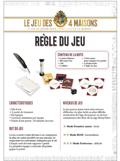 HARRY POTTER - Le jeu des 4 maisons