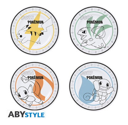 POKEMON - Set de 4 Assiettes - Starters + Pikachu