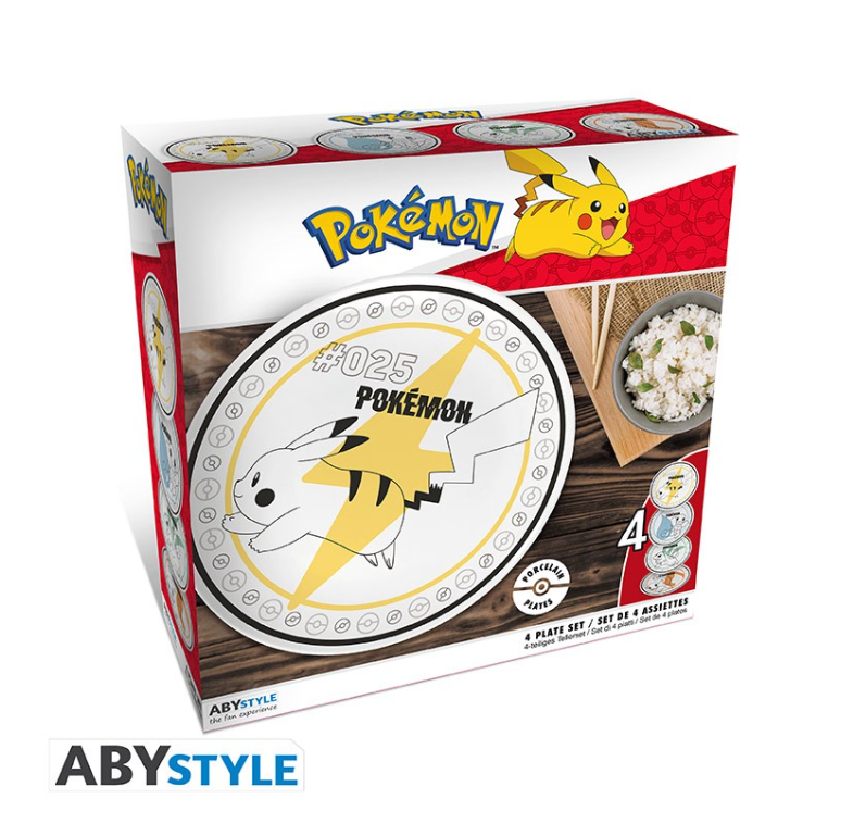 POKEMON - Set de 4 Assiettes - Starters + Pikachu