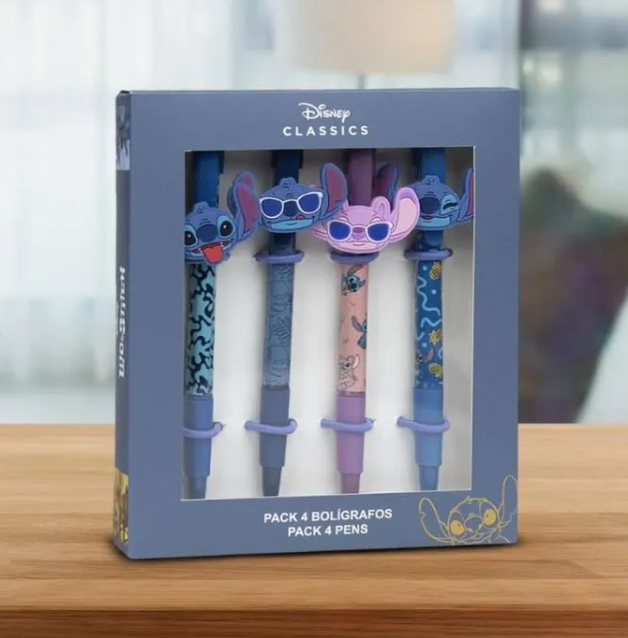 DISNEY - STITCH - Lot de 4x Stylos Topper