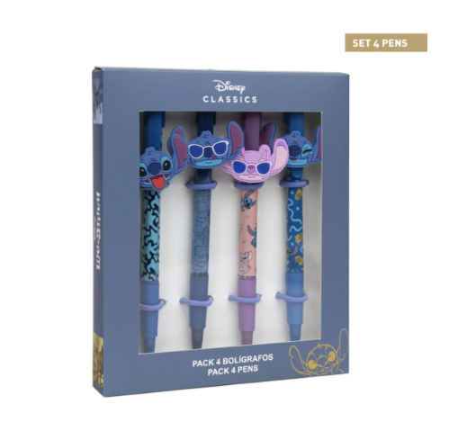 DISNEY - STITCH - Lot de 4x Stylos Topper