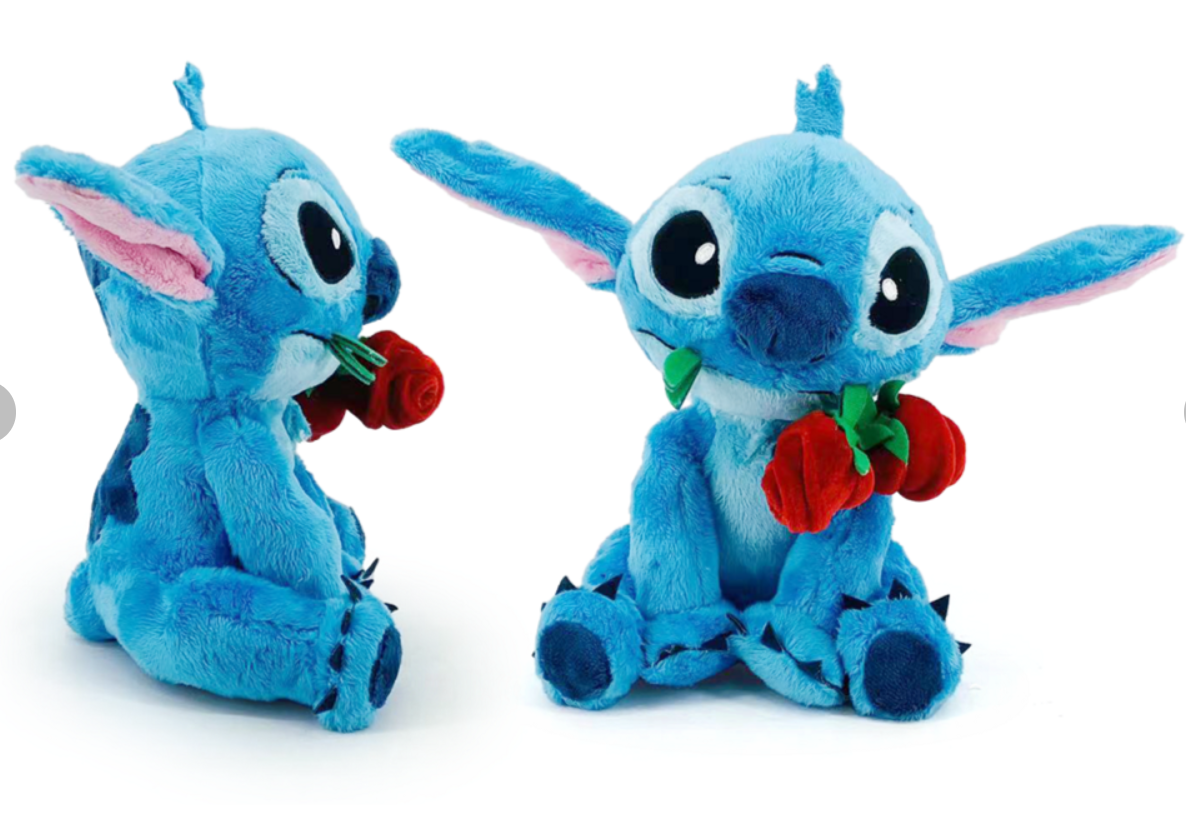 DISNEY - LILO & STITCH - Peluche Stitch avec rose 25cm