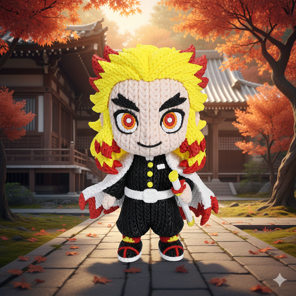 Figurine Rengoku Crochet / Knitted Rengoku