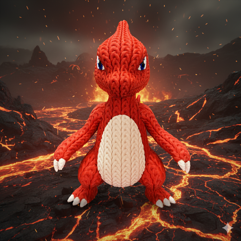 Figurine Reptincel Crochet / Knitted Charmeleon