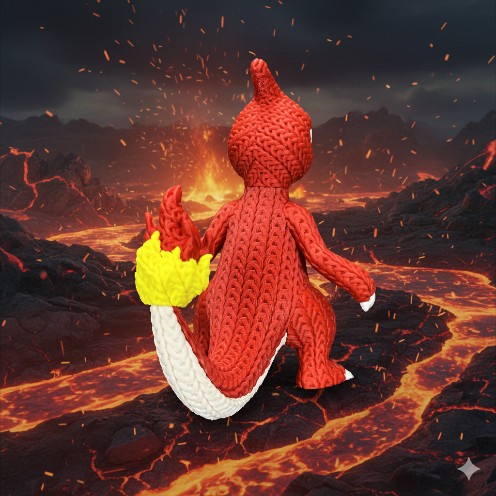 Figurine Reptincel Crochet / Knitted Charmeleon